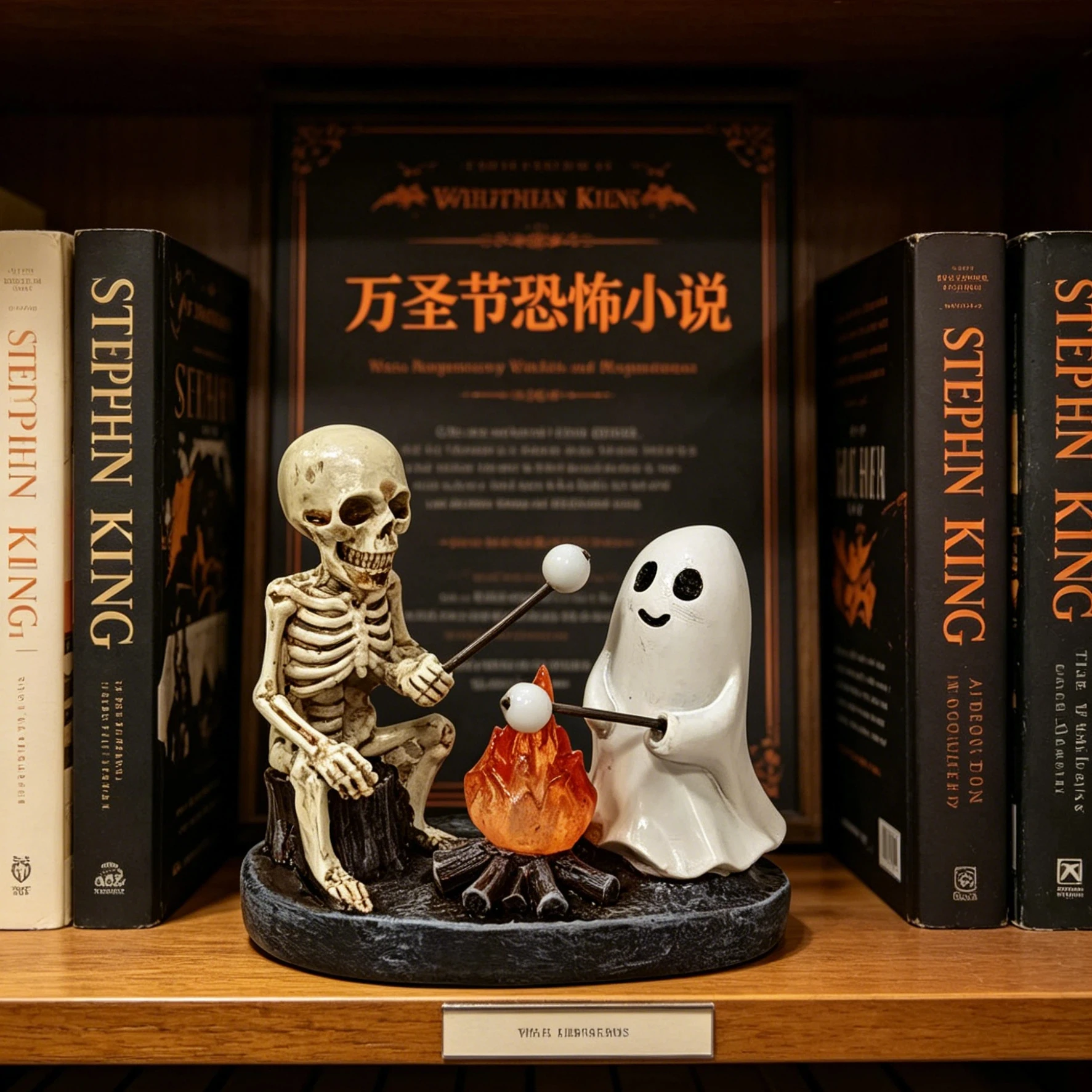 Autumnal Halloween Bonfire Skull and Ghost Ornaments, Home Living Room Tv Cabinet Decorations, Clothing Store Themed Window Display Decorations, Creating a Rich Halloween Retro Dark Atmosphere, Setting the Scene for a Complete Holiday Ambiance, Exquisite Craftsmanship Decorations, Tabletop Display Decorations