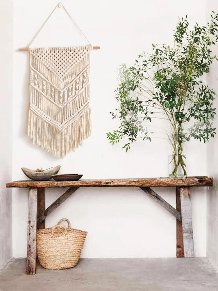 Nordic Style Handwoven Wall Hanging Decorative Tapestry Hotel Sofa Background  Meter Box Covering Wall Art Canvas