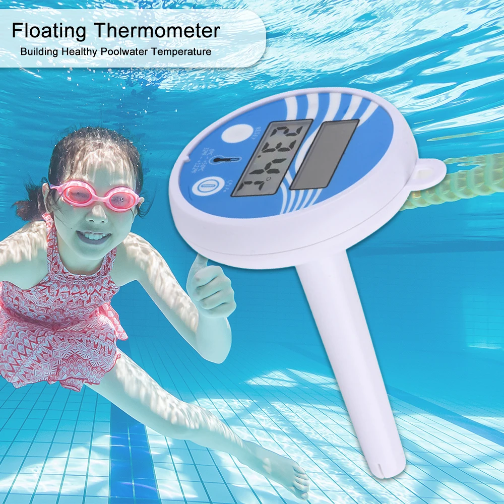 Swimming Pool Floating Thermometer Digital LCD Display Solar Charging Waterproof Ponds Temperature Measuring Tool