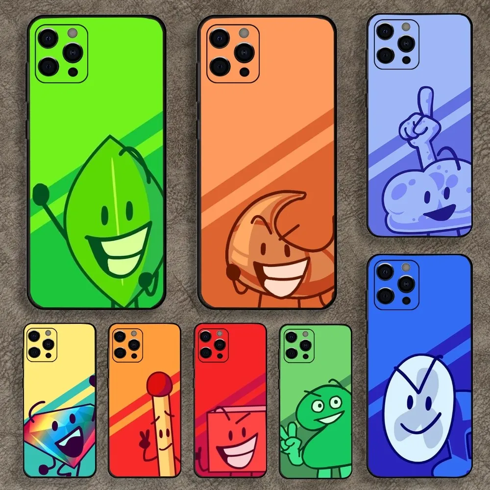 Bfdi Battle For Dream Island Phone Case For Apple iPhone 15,14,13,12,11,Pro,X,XS,Max,XR,Plus,Mini Soft Black Cover