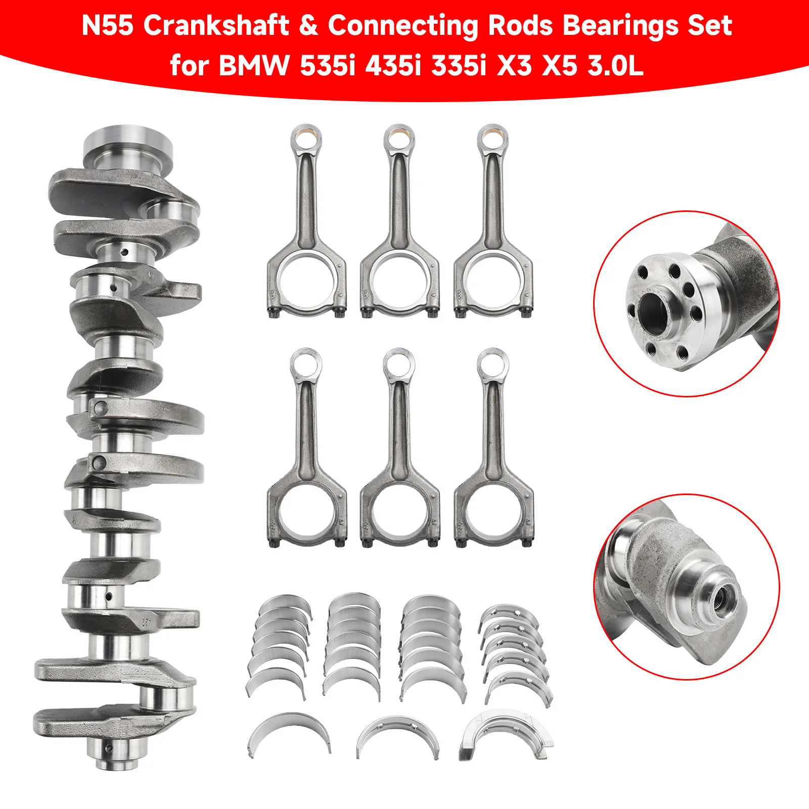 

N55 Crankshaft & Connecting Rods Bearings Set for BMW 535i 435i 335i X3 X5 3.0L