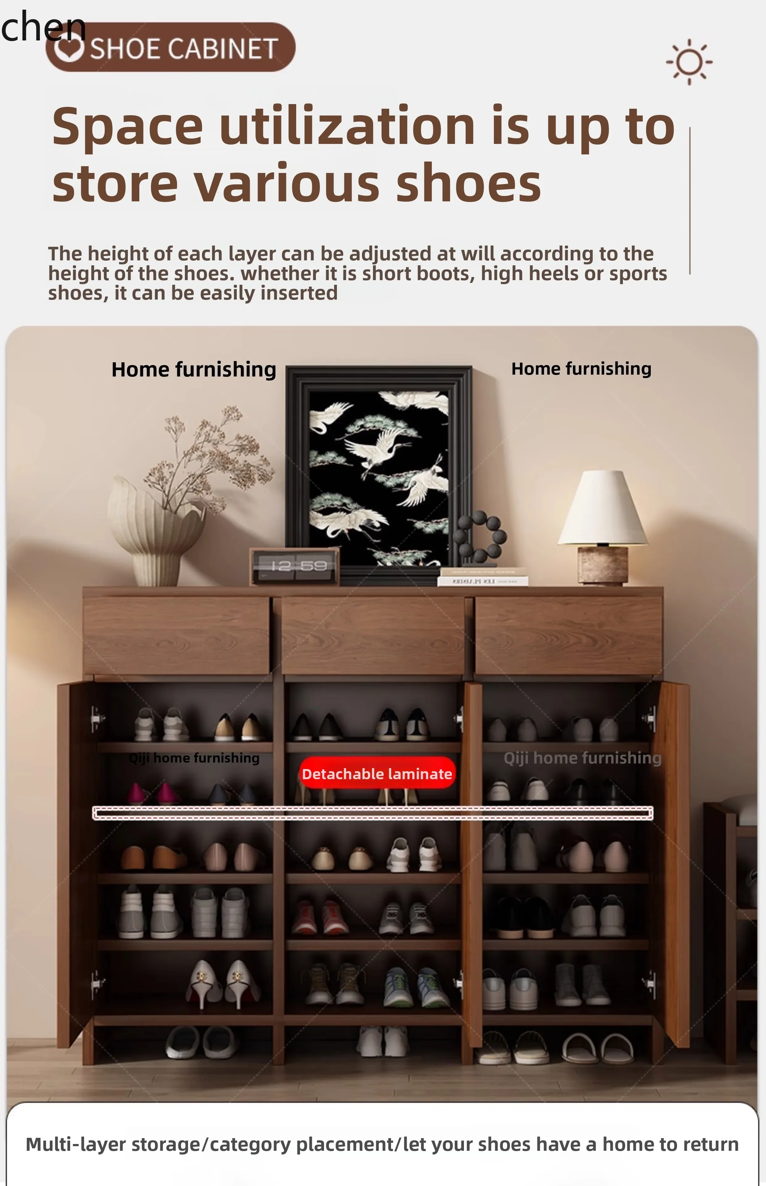 HYSVintage Style Integrated Wall-Mounted Skeleton Line Shoe Cabinet for Home Entrance, High-End Solid Wood Entryway Cabinet