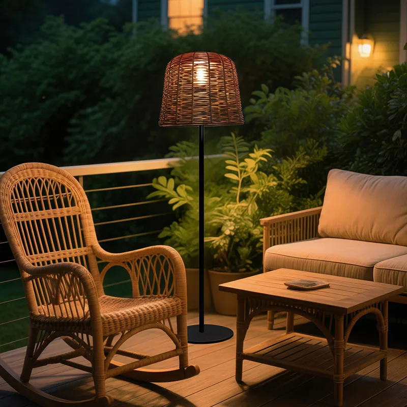 Solar outdoor light villa home courtyard decoration atmosphere floor lighting woven chandelier