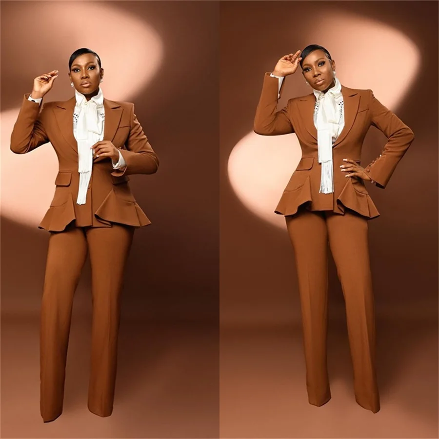 

Solid Color Elegant Design Women Suits Office Sets Tuxedo Single Breasted 2 Piece Blazer+Pants Party Prom Evening Custom Made