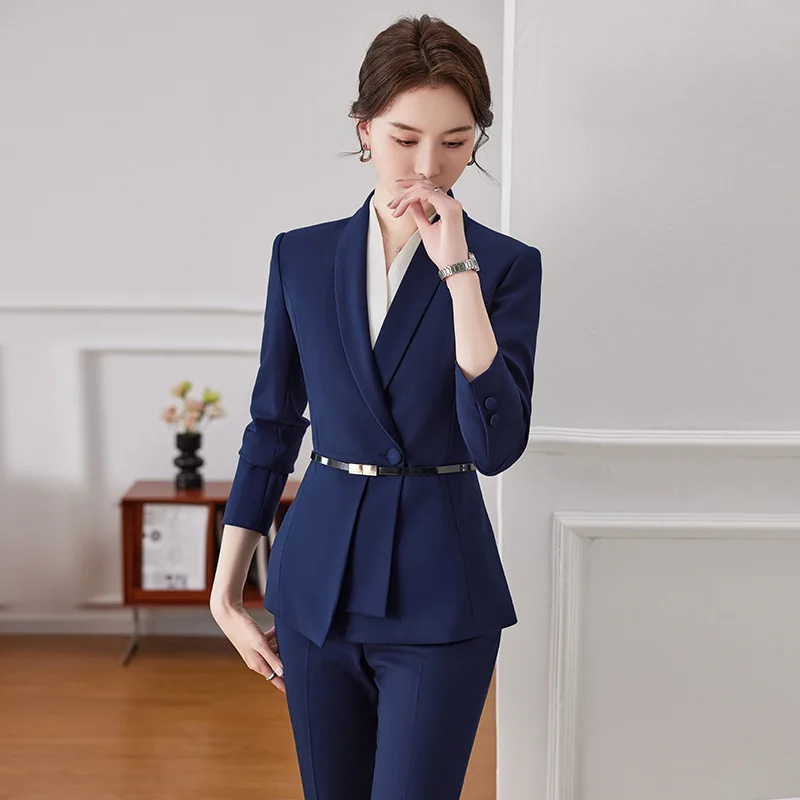 Hochwertige Stoff formale elegante profession elle Hosen anzüge Blazer Karriere Interview Hosen Sets Business Office Work Wear Set