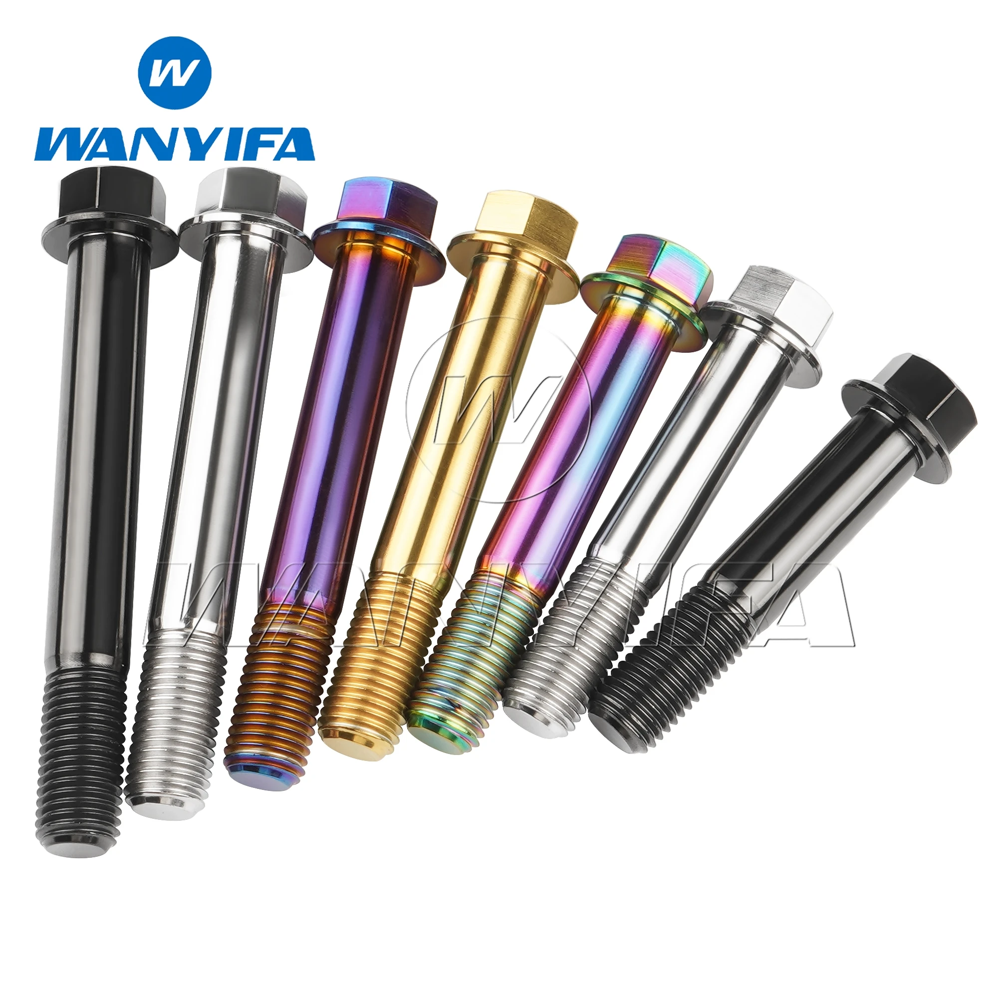Wanyifa Titanium Bolts  Pitch 1.25/1.5 Head Hexagon Head M12x30-90mm Flange Motorcycle Modification Screws 4pcs