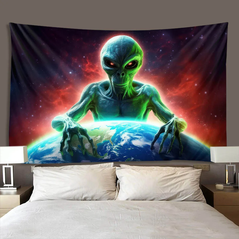 Mysterious Alien Tapestry Exploration Earth Hippie Psychic Living Room Esports Anchor Room Men's Decorative Wall Hanging Cloth