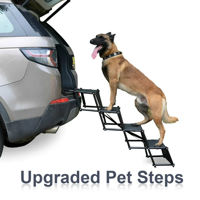 Dog Stairs Foldable Dog Ramp Entry Aid for Cars or High Beds Folding Pet Stairs Sturdy Dog Ladder Practical Lightweight up 80 kg