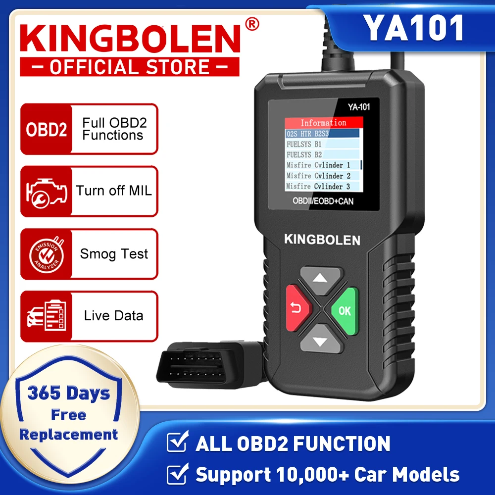 KINGBOLEN YA101 Code Reader OBDII/EOBD YA-201 Auto Diagnostic Tool Graph Datastream OBD2 Real 16Pin DIY Scanner PK LAUNCH CR3001