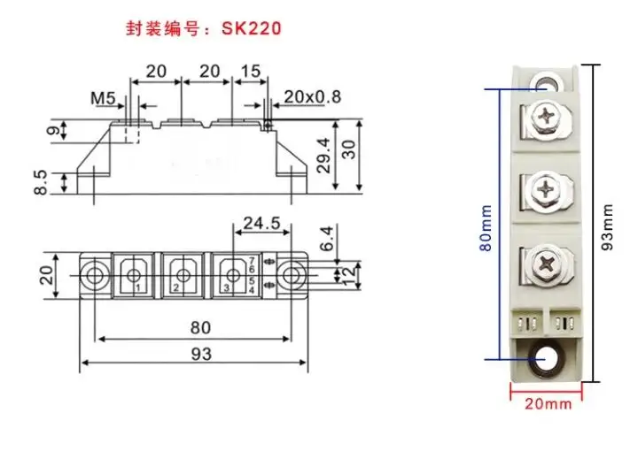 Imagem -02 - Módulo do Diodo do Tiristor para Escurecimento Ups Fonte de Alimentação Partida Macia do Motor Igbt Skkt 42 57 72 92 106 122 132 162 215 250 330 e 16e