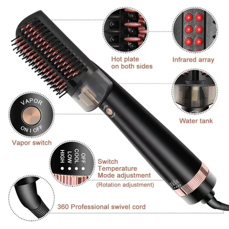 3 in 1 Hot Sales Hair Steam Brush Professional Straightening Irons Comb Electric Hair Growth Oil Scalp Massager Hair Dryer Comb