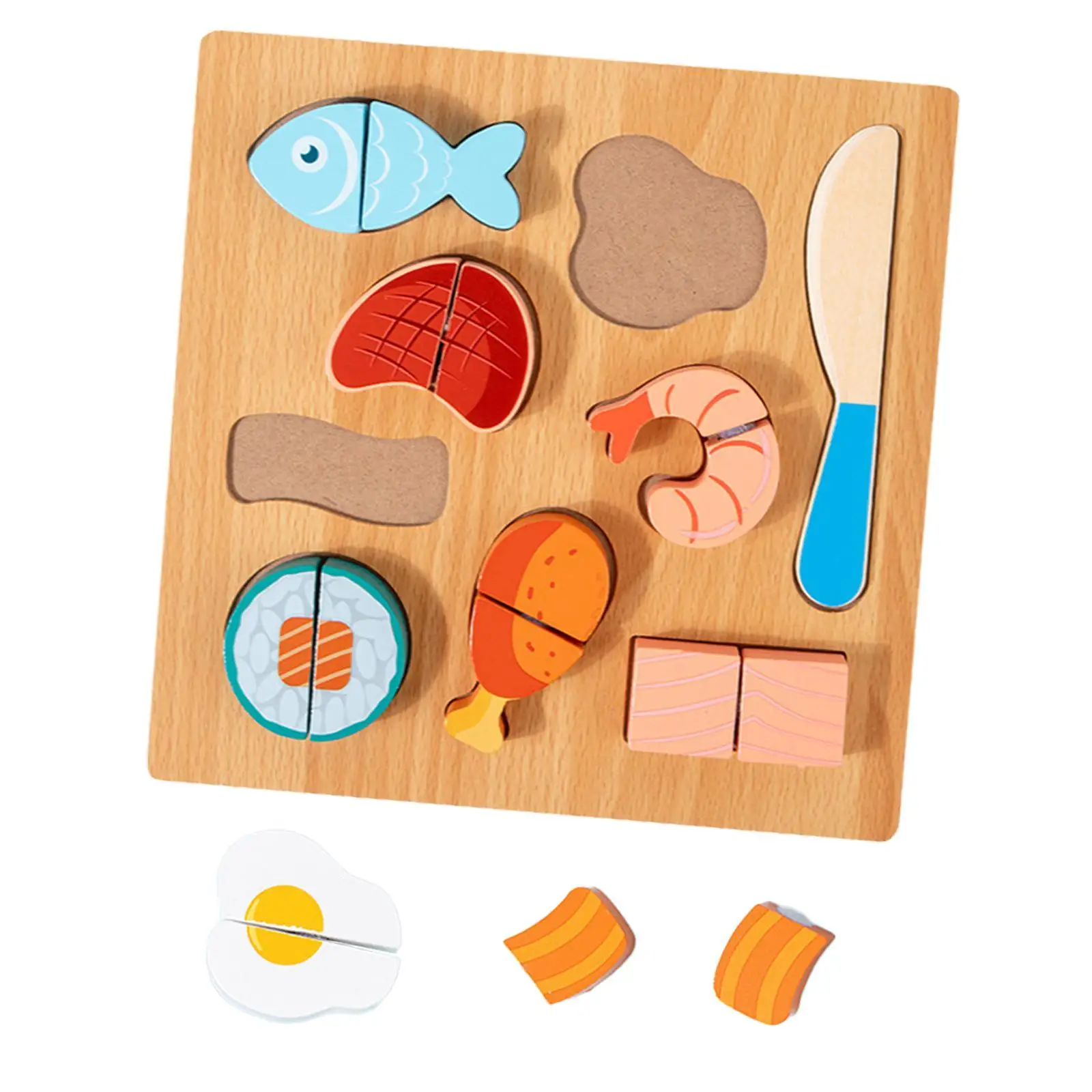 Wooden Cutting Puzzle Educational Wooden Play Kitchen Toy for Girls Boys