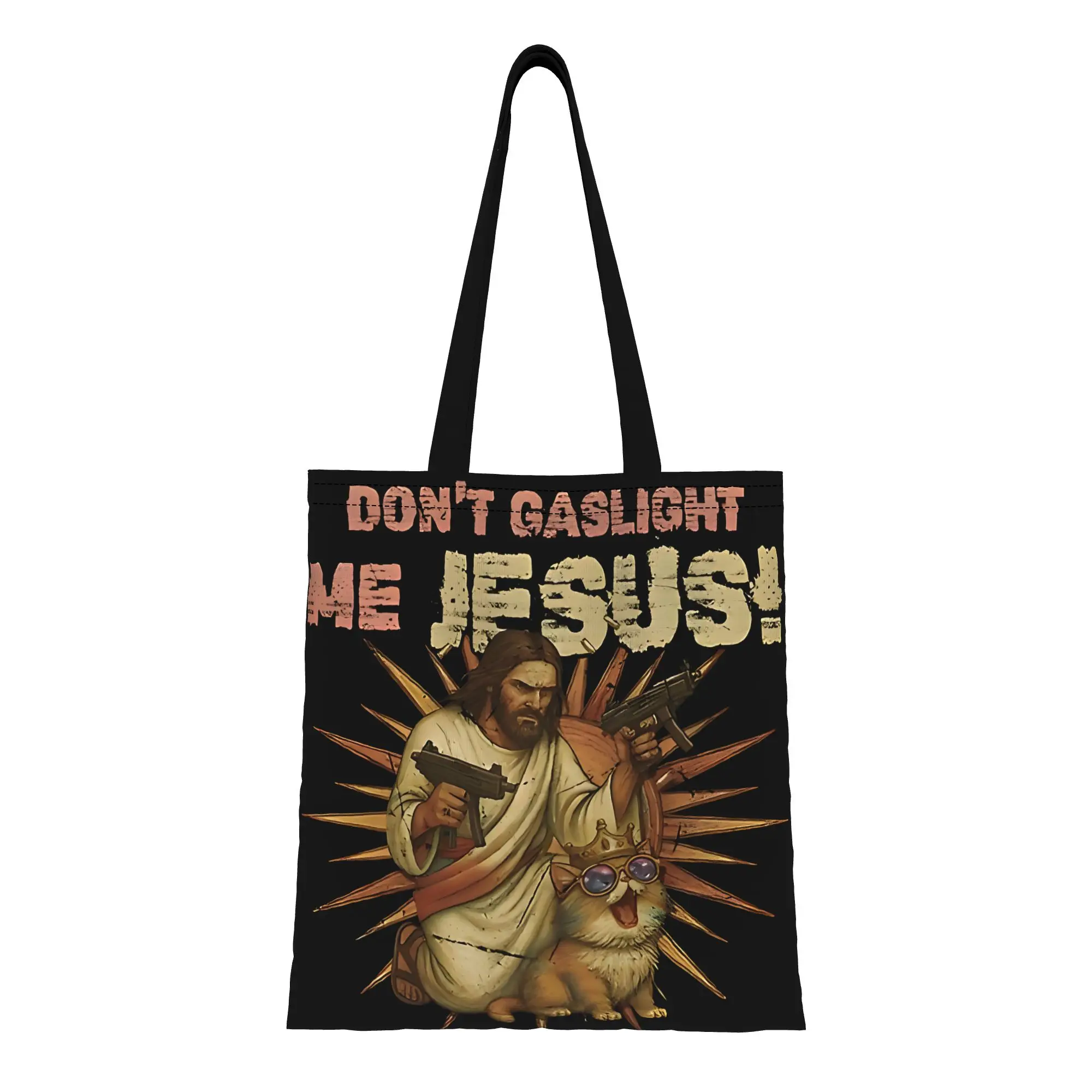 Dungeon Crawler Carl Don't Gaslight Me Jesus! canvas tote bag,  urban style for daily shopping and casual outings