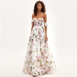 OLOEY Garden Floral Prom Dresses Sweetheart A-Line Wedding Party Dresses Summer Beach Dresses Floor Length Custom Made