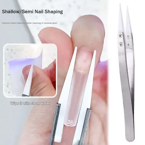 Nails Pincher Ceramic Head Nail Shaping Tweezers Quick Building Extension Cross Straight Tips Clips C Curve Pinching UV Gel Mold