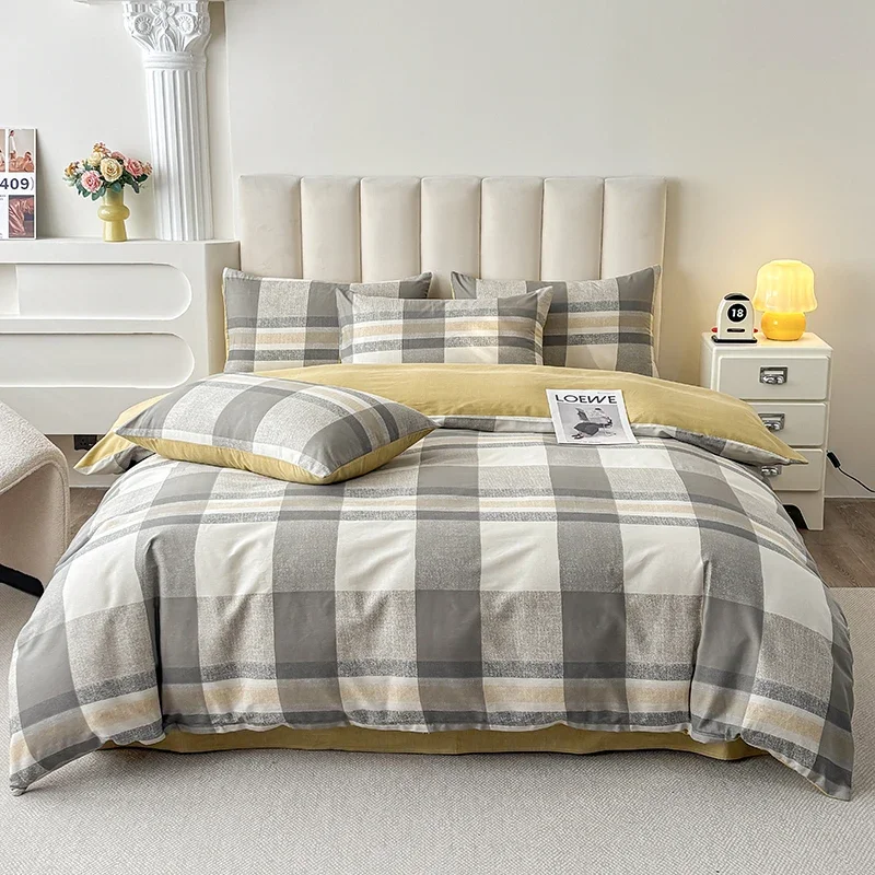 1/3pcs Checkered Print 100% Cotton Duvet Cover Set High Quality Soft Double Bedding Sets Queen King Comforter Cover Pillowcases