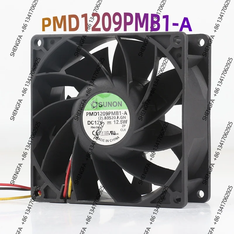 SUNON PMD1209PMB1-A 9038 90X90X38MM 12V 12.5W  Double ball High Air capacity Server 3-wire cooling fan