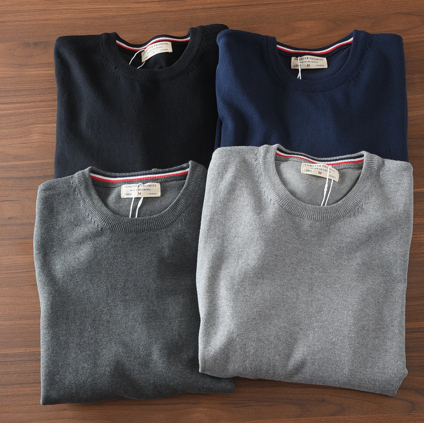 

Men's Autumn Winter Cotton Knitwear round Ne Pullover Warm Inner Wear Simple Retro Color Casual Long Sve Top