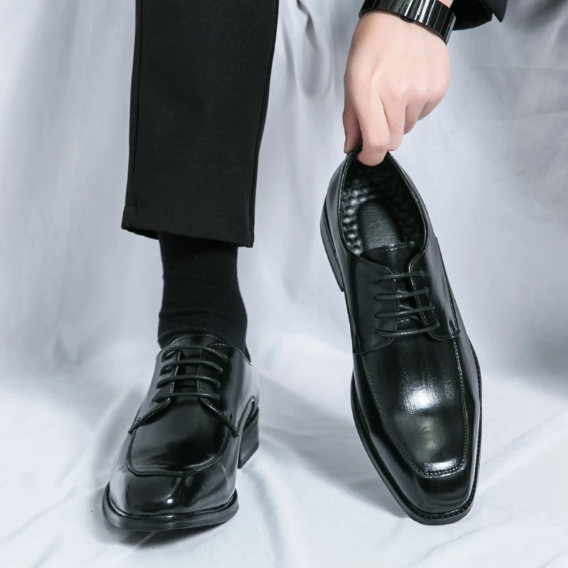 Men's Casual Oxford Shoes men Black Dress Wedding Shoes Luxury Pointed Toe Office Fashion Derby Shoes Business Leather Shoes - Image 6