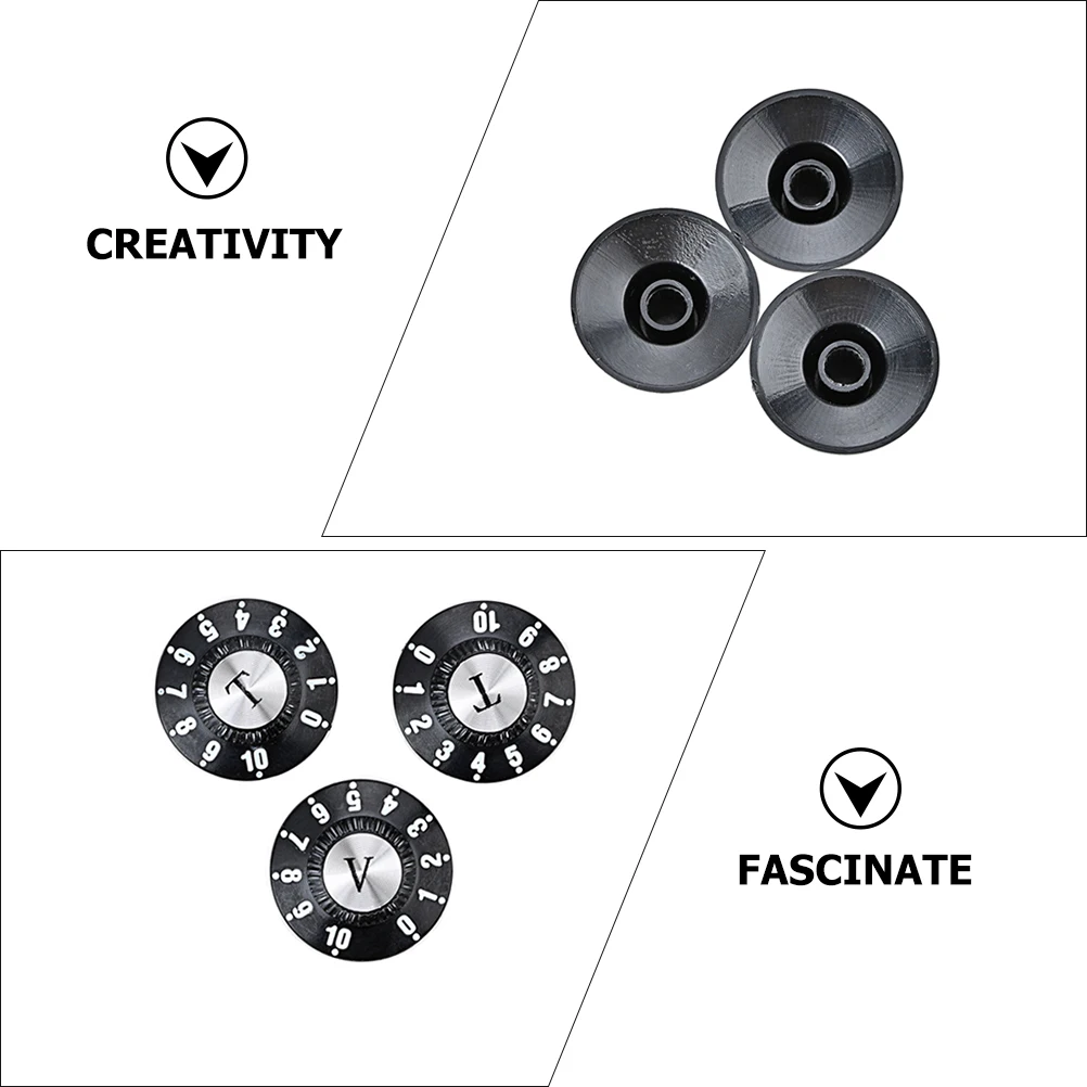 

3Pcs Professional Guitar Volume Knobs Durable Anticorrosive Easy Install for Electric Bass Sound Equipment Guitar Volume Knobs