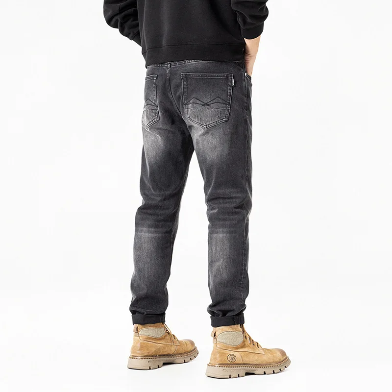 Сверхмощные элитные джинсы, мужские ретро ностальгические потертые эластичные маленькие прямые брюки, осень 2021, новинка