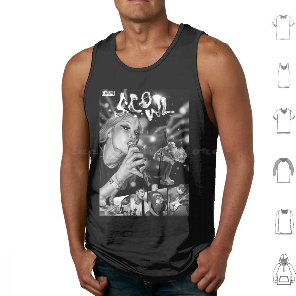 Scowl Tank Tops Print Cotton Scowl Angry Funny Cute Owl Eyes Hardcore Punk Frown Face