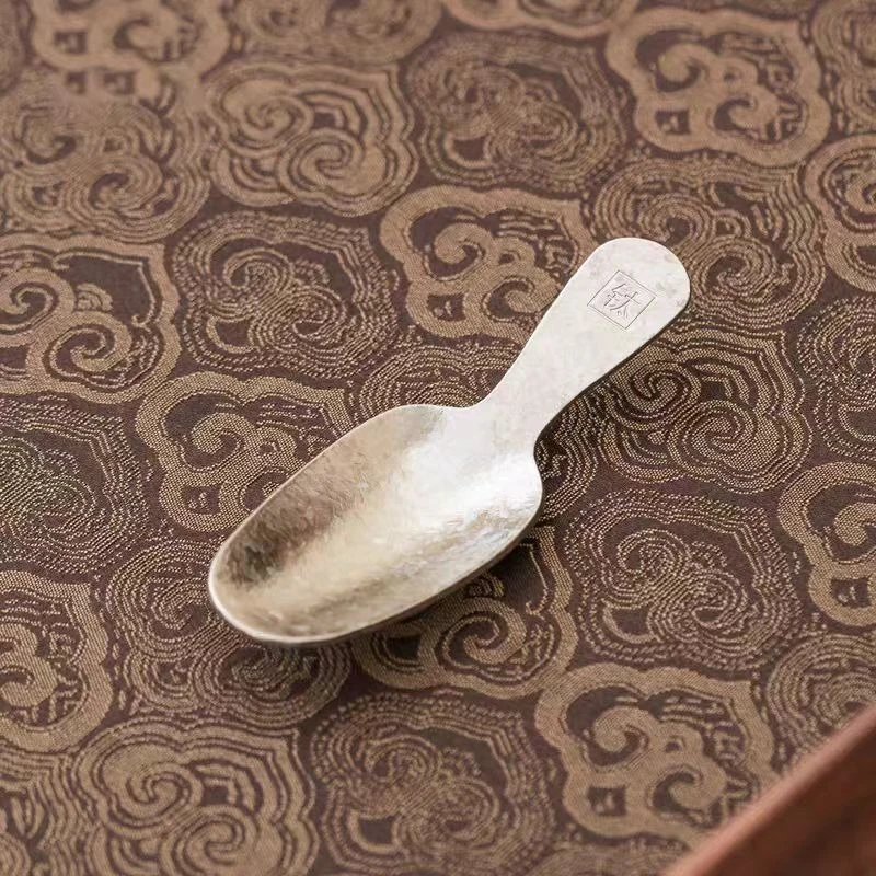 Pure Titanium Short Handle Mini Tea Spoon Thickened for Tea Ceremony Use Home Tea Room Scoop Tool Accessory Loose Leaf Tea