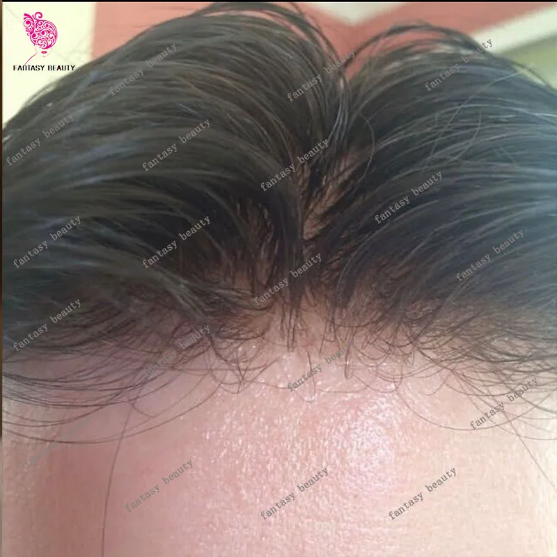 lightweight 80Density Old Man 1B80# 1b40 Grey Hair Real 0.02mm Super Ultra Thin Skin Base Human Hair Toupee Prosthesis Capillary