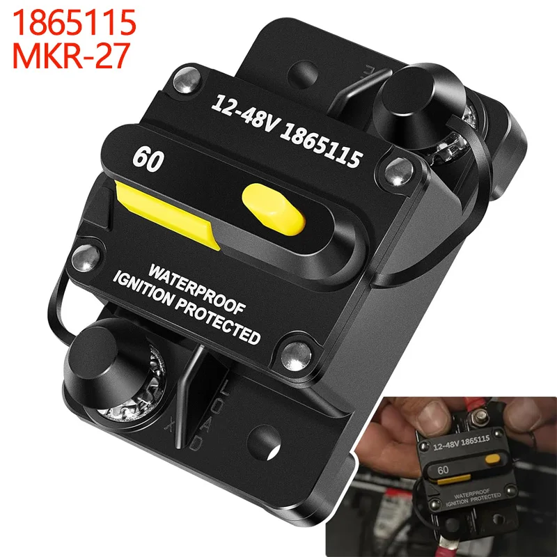 1865115 MKR-27 Circuit Breaker 60 Amp for All Minn Kota 12V/24V/36V/48V Electric Trolling Motors,with Protective Insulator