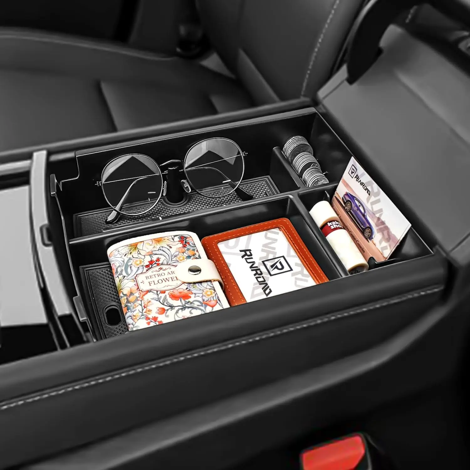

RUNROAD Compatible with Chevy Traverse 2024 2025 Center Console Organizer Tray Accessories, ABS Armrest Tray Middle Console Tray