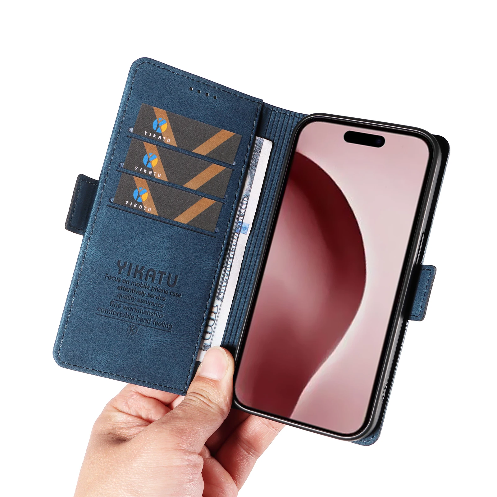 YIKAYU Mobile Leder Tasche Abdeckung Haut Stehen Karte Halter Brieftasche Telefon Fall Für iPhone X XS XR 11 12 13 14 15 Plus 16 Pro Max