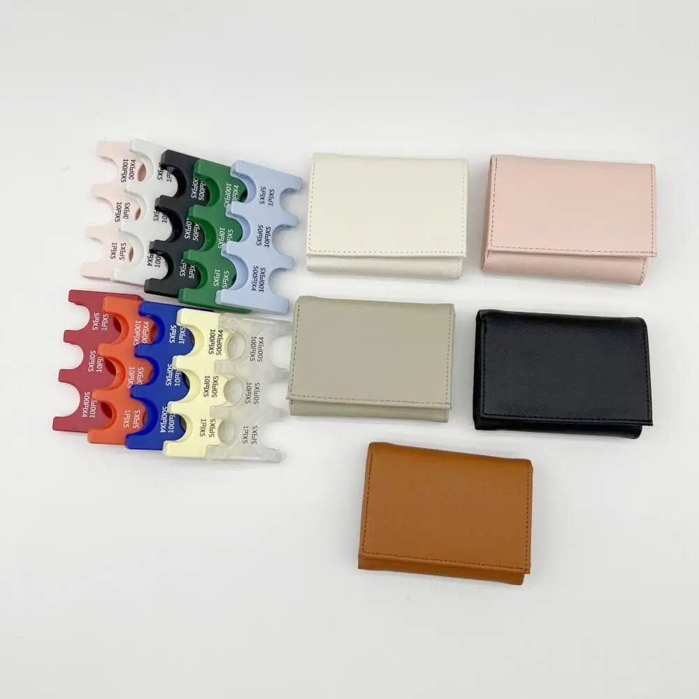 Portable Tri-fold Coin Purse with Buckle Anti Loss 2-In-1 Coin Clip Organizer Zipper Bag Multi-functional Men's Small Wallet