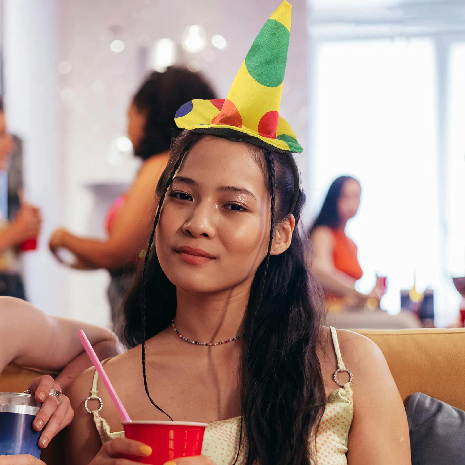 2Pcs Funny Clown Headband Set Unique Design Comfortable Fit for Halloween Carnival Birthday Party Circus Themed Costume