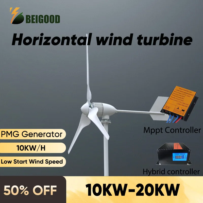 Wind Turbine with Off Grid Inverter Wind Generator with Hybrid MPPT ControllerFree Energy Windmill for Home Use10kW 48V 10000W