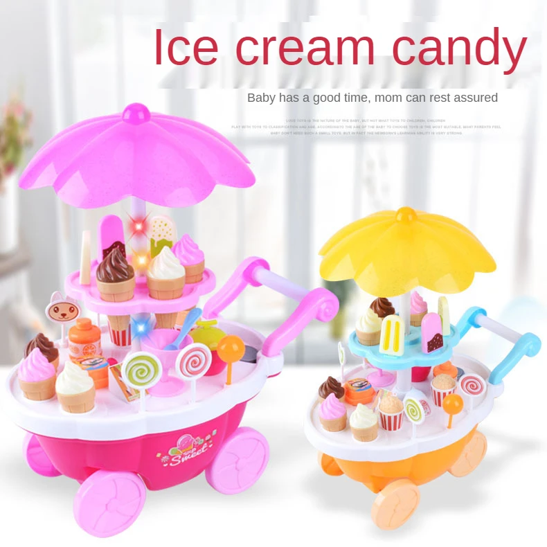 New Ice Cream Candy Trolley House Play Toys Candy Car Ice Cream Candy Cart House Brain Game Kids Toys Children\'s Gift Toys Set