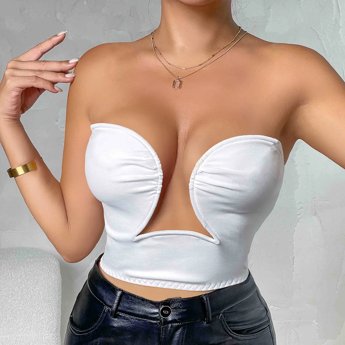 New Fashion Womens Sexy Hollow Pleated Backless Corset Crop Tops Bustiers Top Summer Chic Low-cut Streetwear Top Ladies Camisole