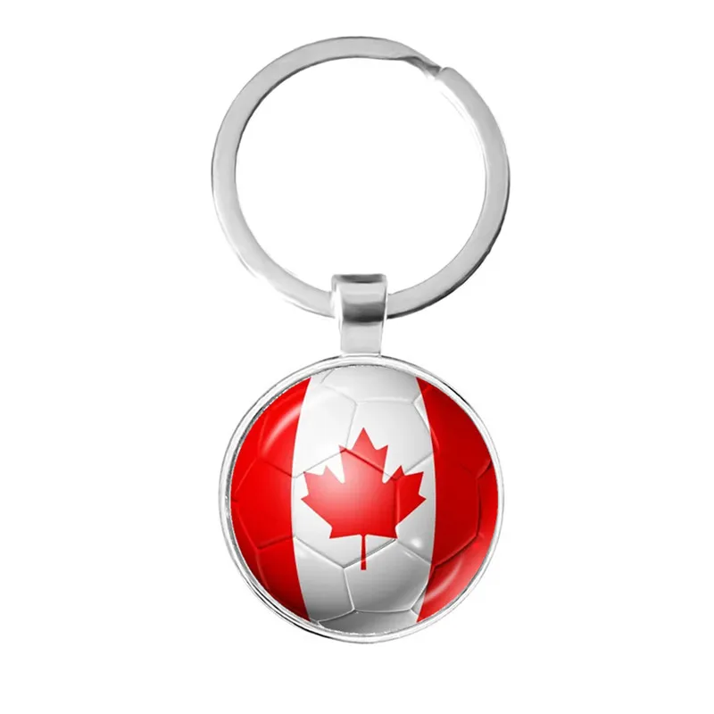 اليابان ، المملكة العربية السعودية ، أستراليا ، إيران ، المغرب ، كندا لكرة القدم نمط العلم الوطني الزجاج كابوشون المفاتيح التذكارية حلقة رئيسية هدية