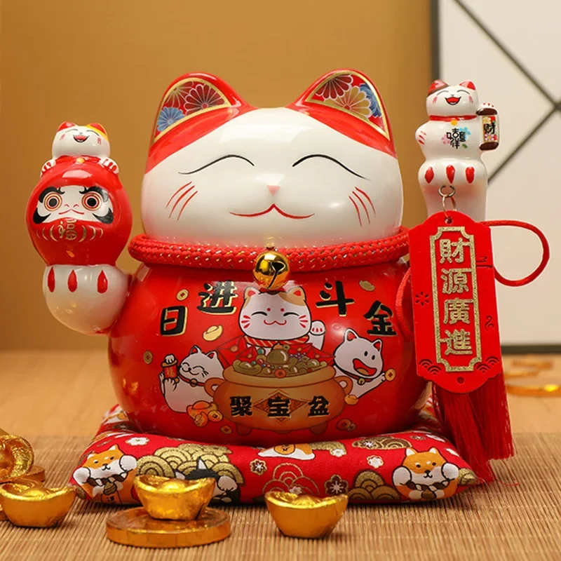 

6,5-дюймовая керамическая фигурка «Счастливый кот», японский фарфор, мультяшный кот, копилка, подарочная коробка, украшение для дома и прихожей, подарки на открытие магазина
