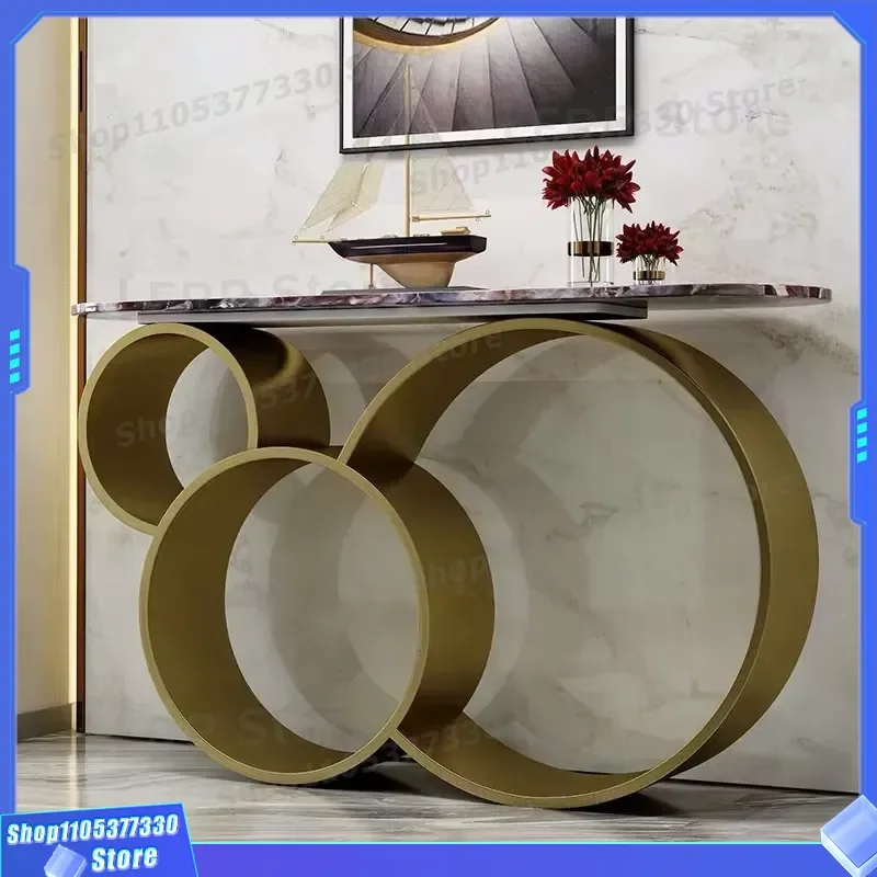 Modern Marble Top Entryway Table Stainless Steel Base Console for Living Room Hallway Porch Decor Narrow Space Furniture
