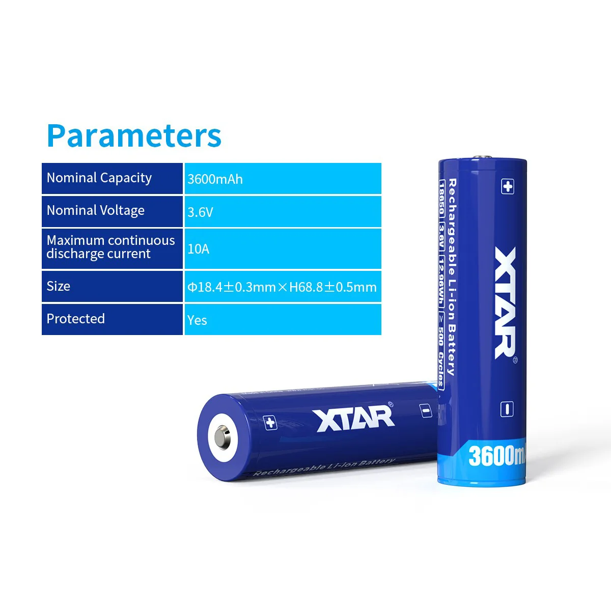 XTAR 18650 3600mAh bateria 3.6V protegido 18650 bateria recarregável Li-ion bateria