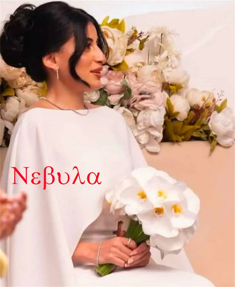 맞춤 제작된 고급스러운 화이트 새틴 웨딩드레스, 고품질 보트넥 숄 슬리브리스 채플 트레인 머메이드 브라이덜 가운