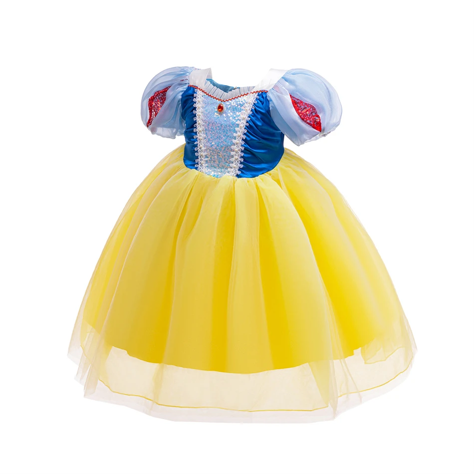 Dress for Girls Children Stage Performance Puff Sleeve Dress Snow White Dress Children Sequined Dress With Cloak Casual Outfit