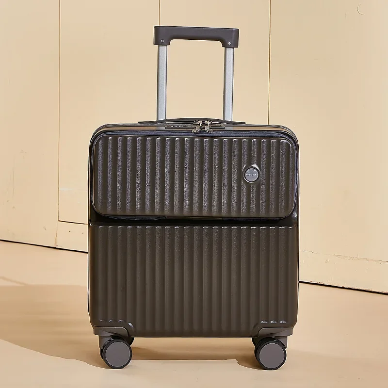 18/20 Inch Boarding Case Travel Suitcase Front Opening Rolling Luggage Large Capacity Trunk Fashion Small Password Trolley Case