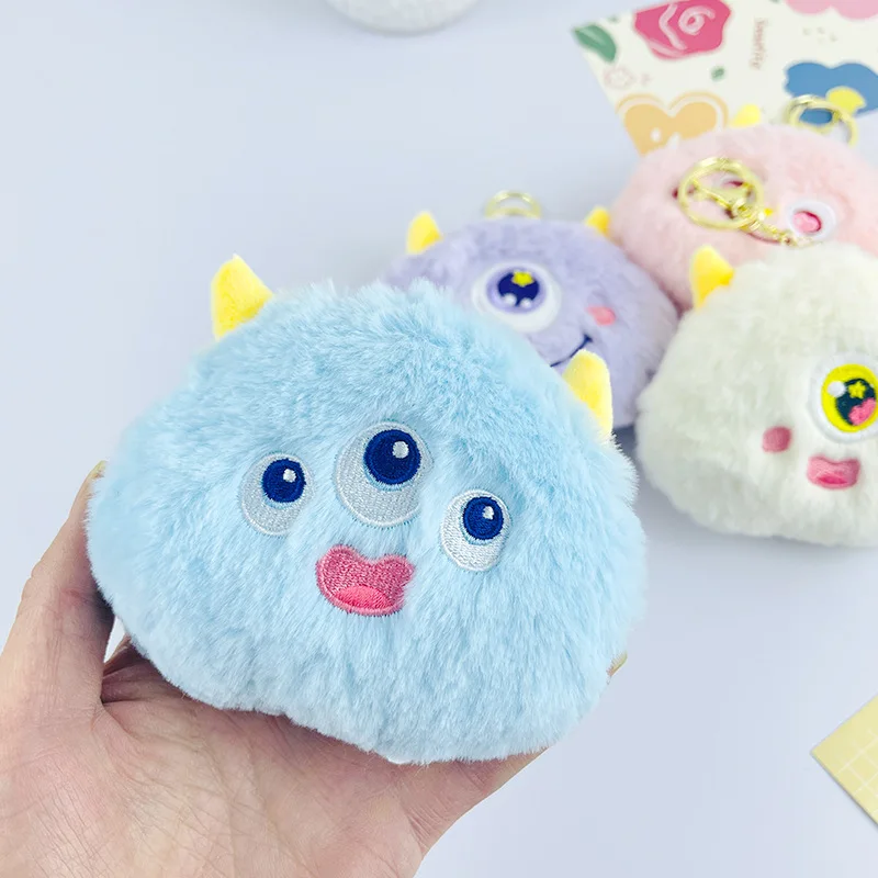 Cute cute cartoon cute little monster Plush Change Purse Key chain pendant doll headset bag storage backpack accessories