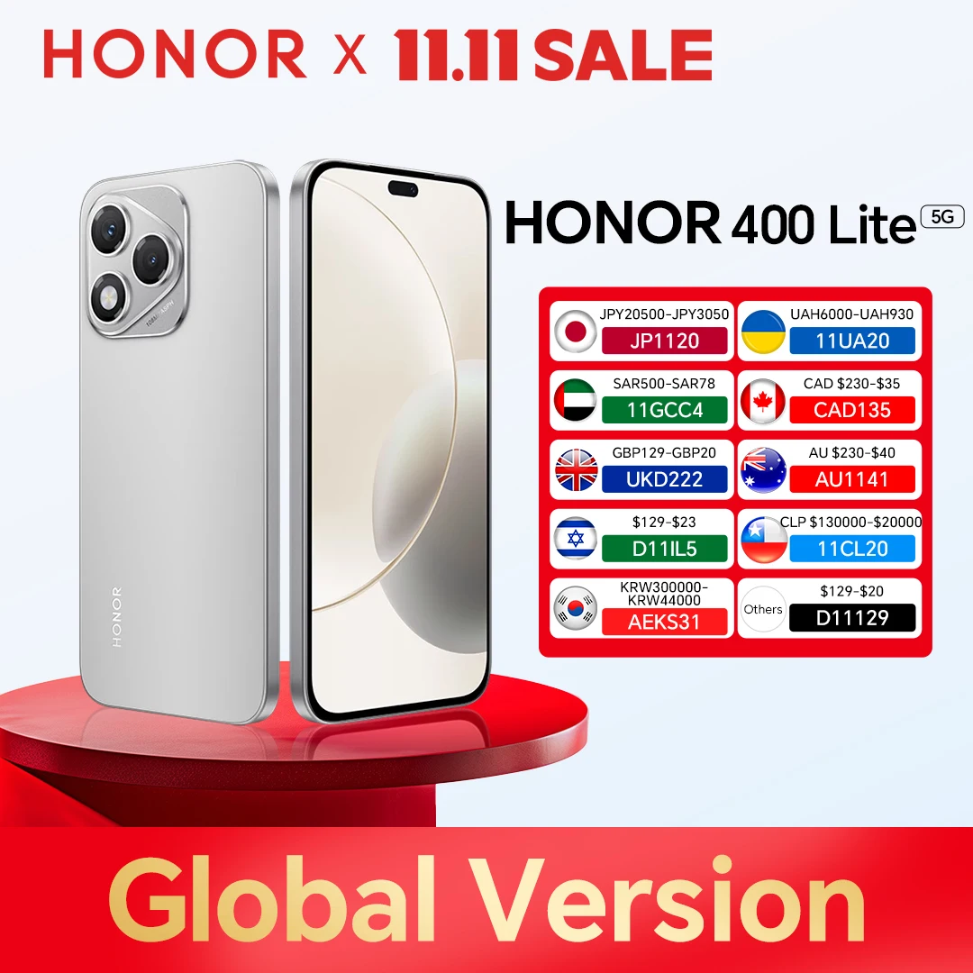 هاتف ذكي HONOR 400 Lite الإصدار العالمي 5G بشاشة AMOLED مقاس 6.7 بوصة 120 هرتز أبعاد 7025-Ultra 108 ميجابكسل كاميرا 5230 مللي أمبير في الساعة 35 وات شحن فائق