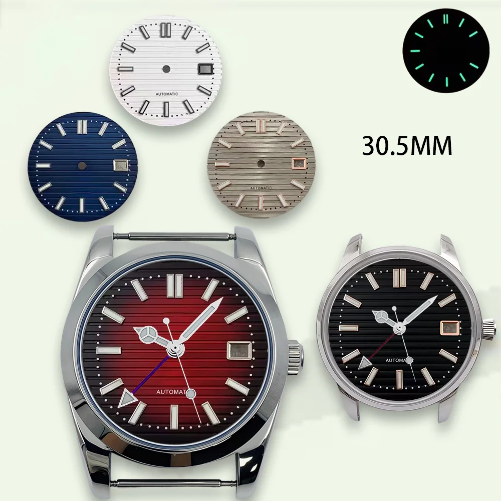 30.5mm S Dial striped suitable for NH35 Japanese movement green night light high-quality watch modification accessory Watch case