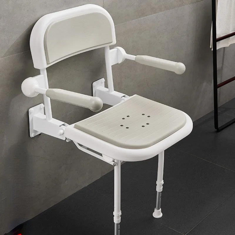 Adjustable Height Folding Bathroom Chairs, Bathroom Shower Seat for Disabled Bath Chairs, Elderly Shower Wall Non-slip Bath Aids