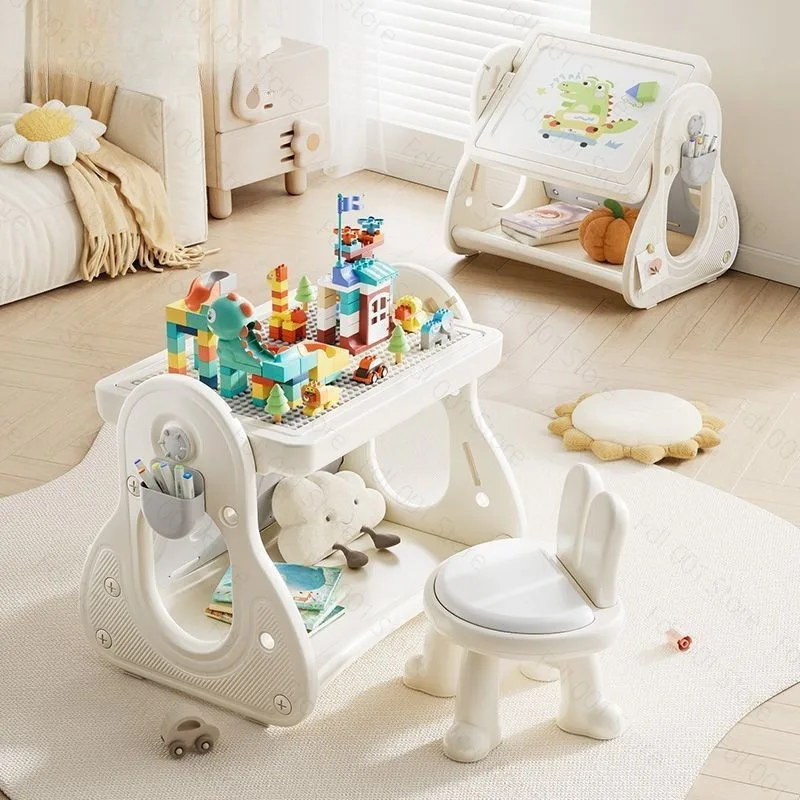 Kids Multifunctional Building Block Table Large Particle Folding Educational Game Desk for Boys Girls Play Study Use