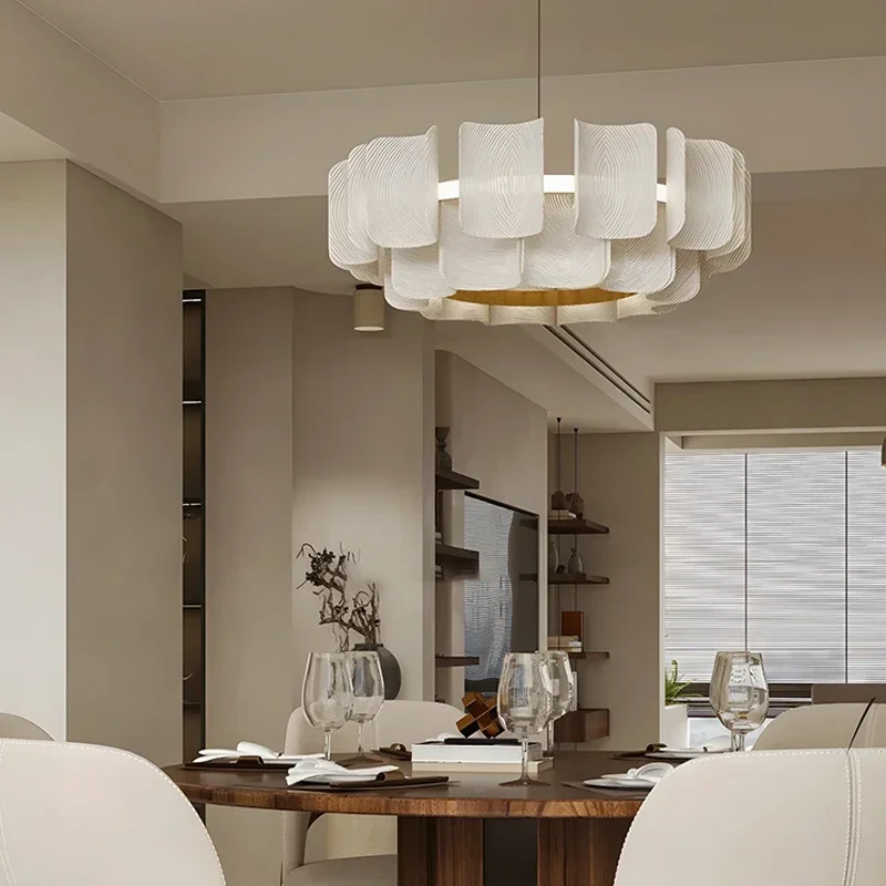 2026 Nordic Wabi Sabi Creamy Wind Led Chandelier Living Dining Room Bedroom Home Decor Led Pendant Light Lustre Hanging Lamp Fix