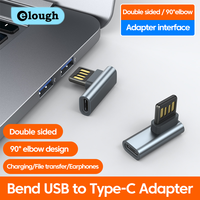 Elough USB to Type-C Adapter 90 ° Elbow Double-Sided Blind Plug Listening to Music Charging Car Converter for iphone 15/16